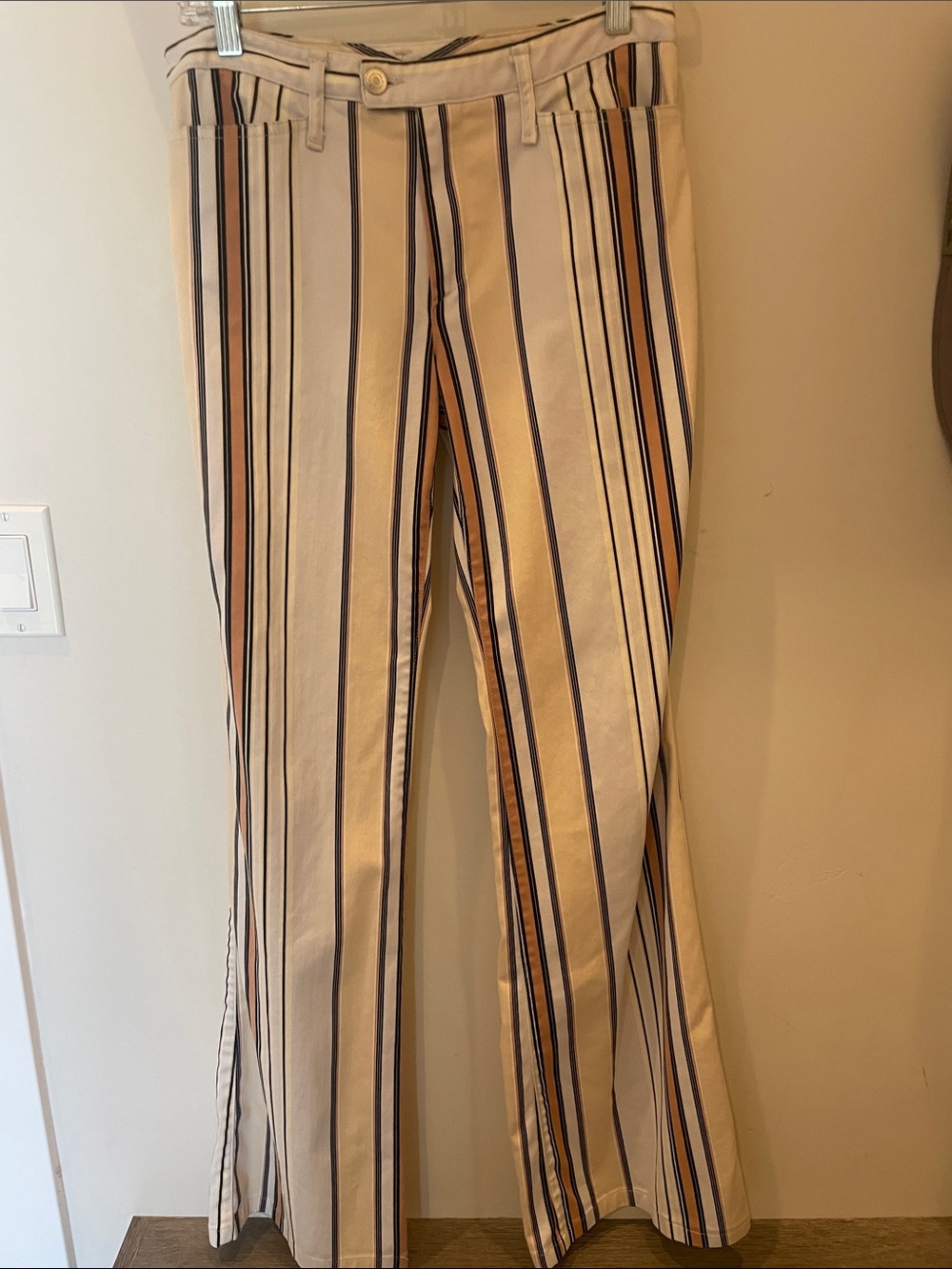 Vertigo Paris Cream Striped Wide-Leg Pants